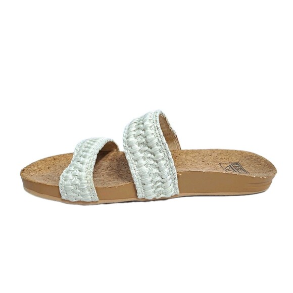 REEF Women's 10 Cushion Vista Thread Sandals Cork Braided White Brown Beach Pool - Picture 4 of 10